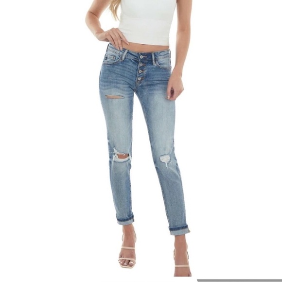 Kancan buttonfly distressed Skinny Jeans Size 13/30 - Picture 1 of 9
